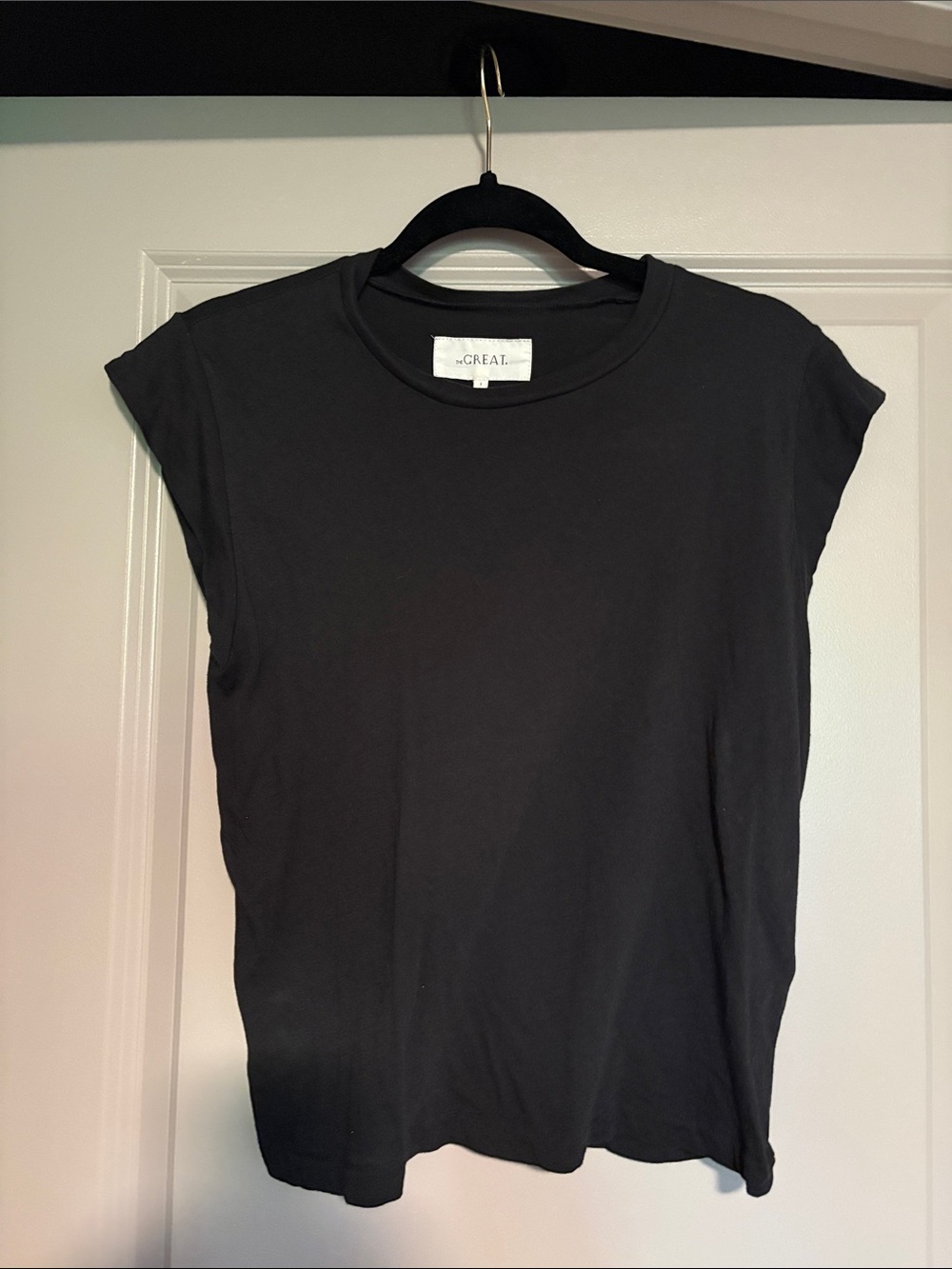 THE GREAT. Short Sleeve Black Tee